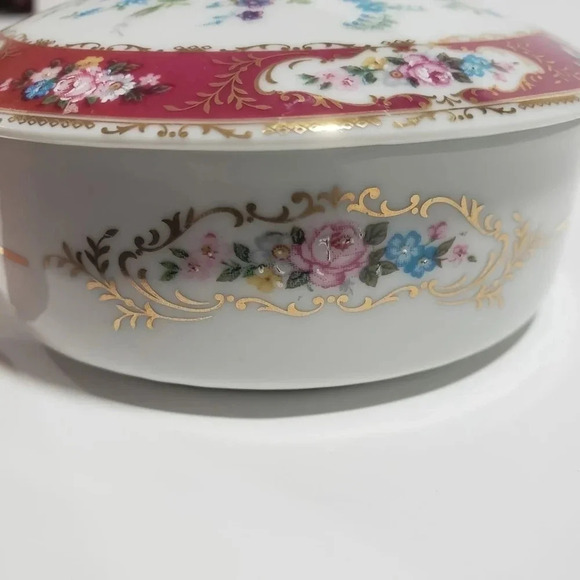 VTG T.Limoges Floral Trinket Box/Powder Box,Multi-colored. - Picture 3 of 5
